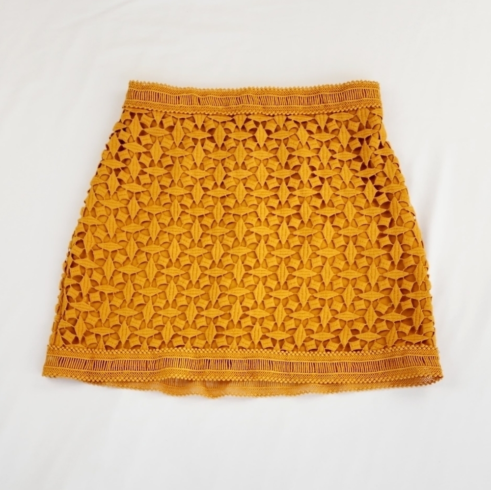 Stylestalker Mustard Lace Mini  Skirt